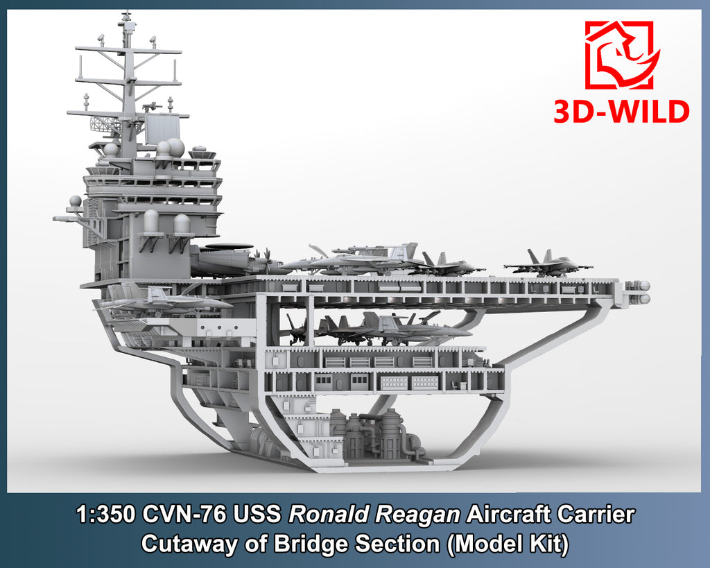 3D-WILD 1:350 CVN-76 USS Ronald Reagan Aircraft Carrier Cutaway of Bridge Section
