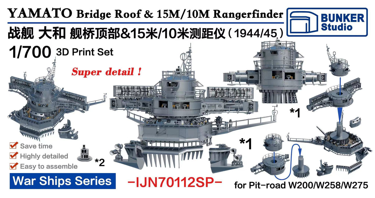 IJN70112SP 1/700 YAMATO Tower Bridge & 15M&10M Rangefinder 1944/45