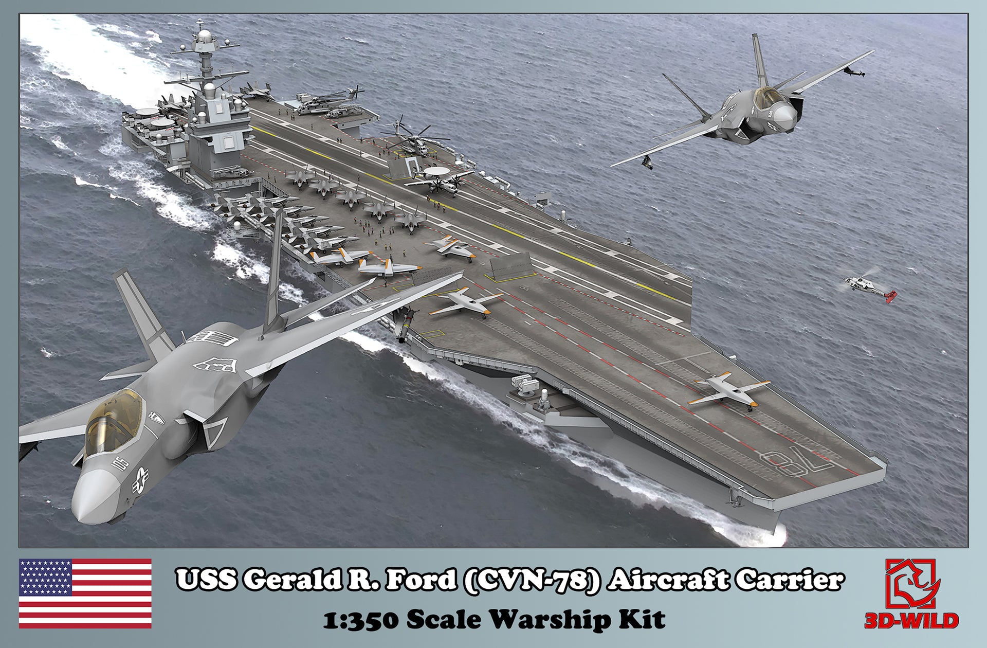 1:350 USS Gerald R. Ford CVN-78 Aircraft Carrier Model Kit – 3D-WILD