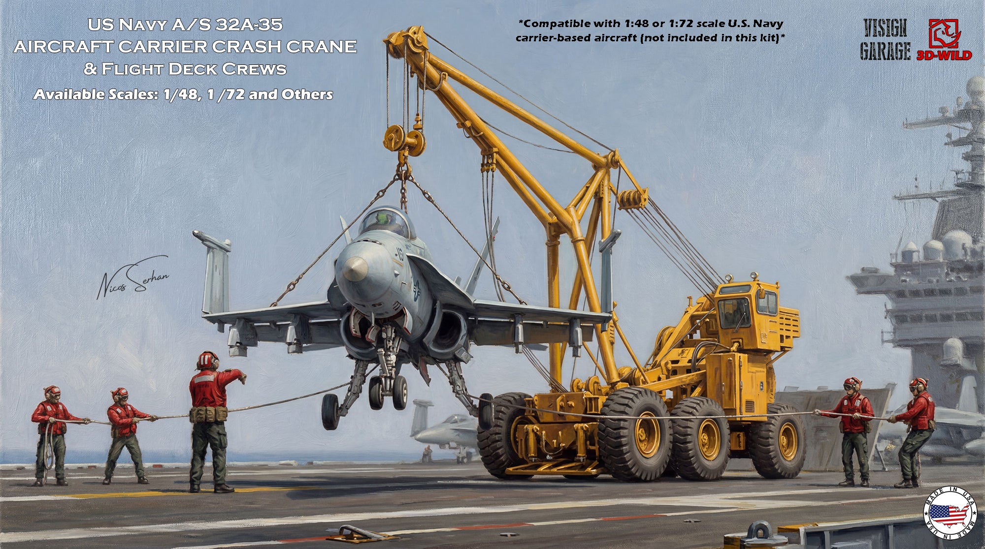 1:48 1:72 Scale USN A/S 32A-35 Aircraft Carrier Crash Crane 