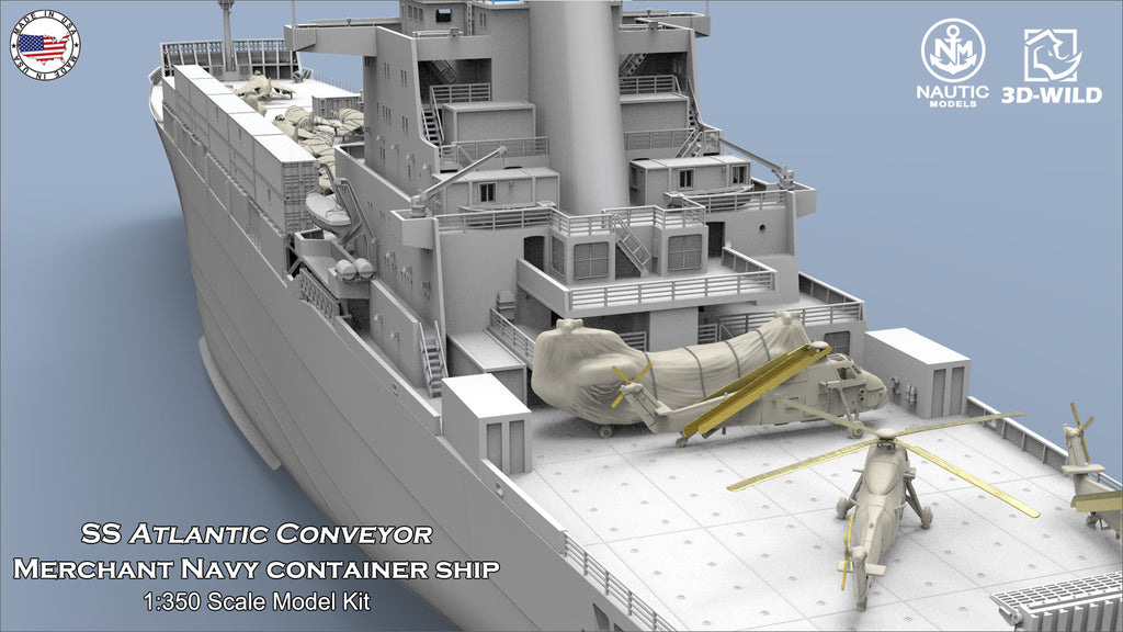 1:350 SS Atlantic Conveyor Merchant Navy Container Ship – 3D-WILD