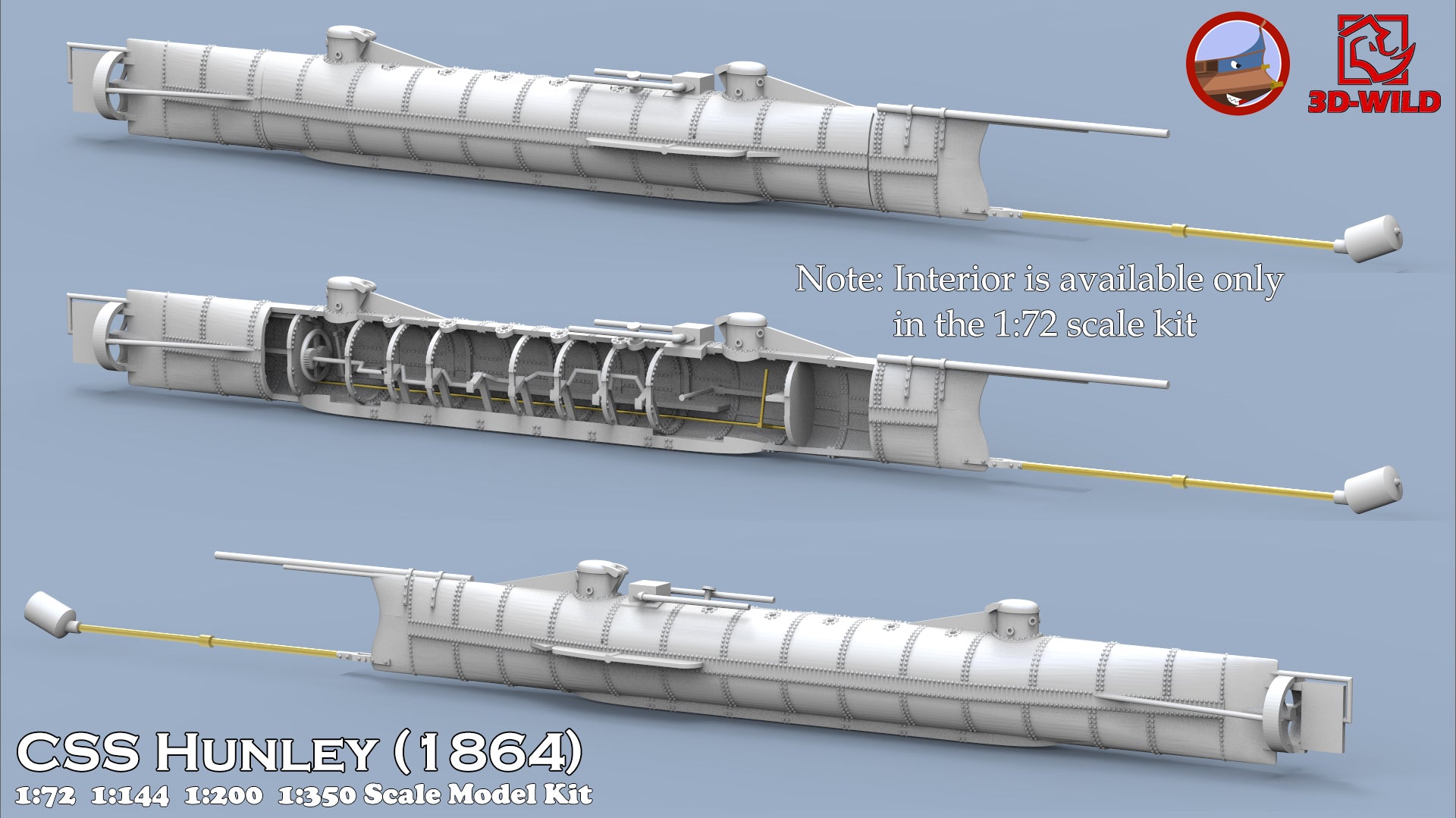 CSS Hunley Submarine Model Kit – 3D-WILD
