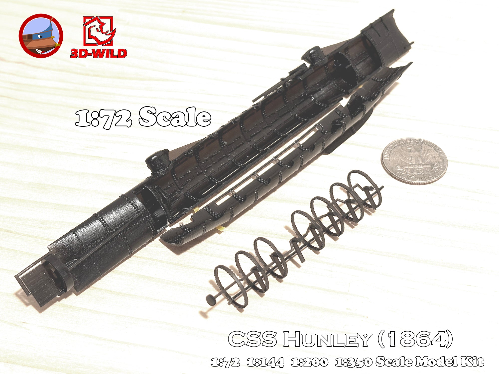 CSS Hunley Submarine Model Kit – 3D-WILD