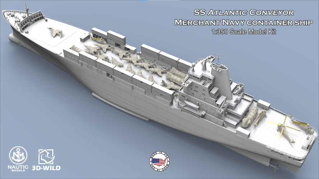1:350 SS Atlantic Conveyor Merchant Navy Container Ship – 3D-WILD