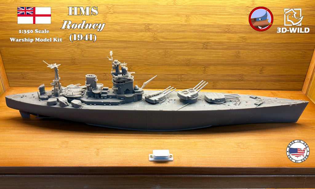 1:350 HMS Rodney (1941) Battleship Model Kit – 3D-WILD