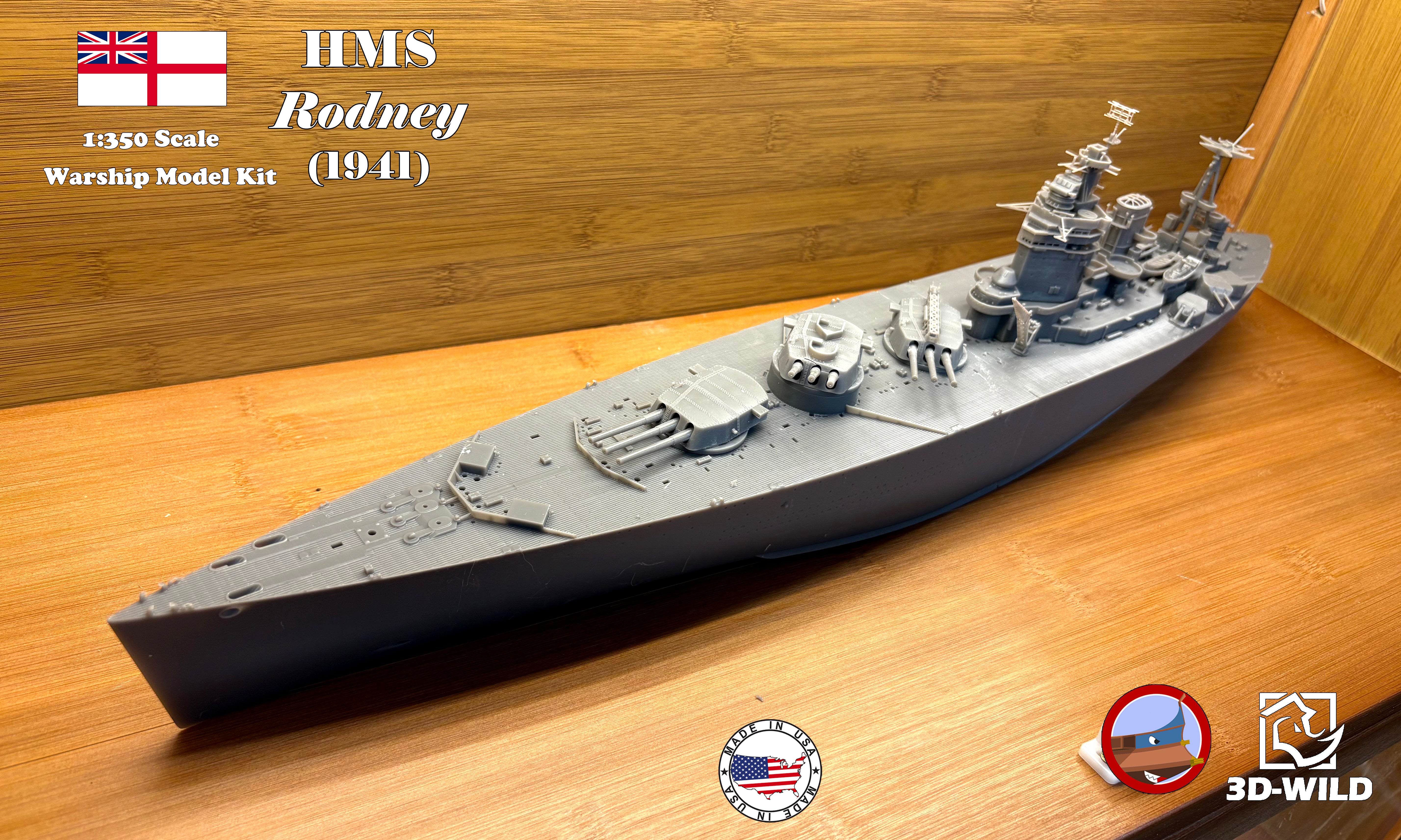 1 350 HMS Rodney 1941 Battleship Model Kit 3D WILD 1-350-hms-rodney-1941-battleship-model-kit-3d-wild