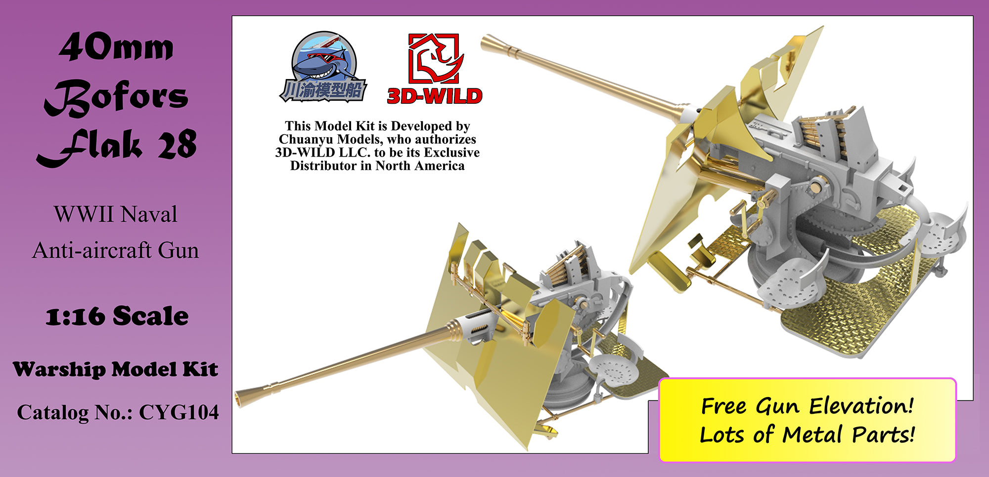 1:16 WWII 40mm Bofors Flak 28 Anti-Aircraft Gun Model Kit – 3D-WILD